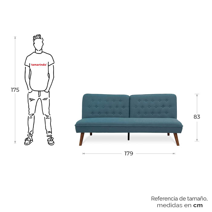 Futon Tela Turquesa Kevi | Sofá Cama y Futones | salas